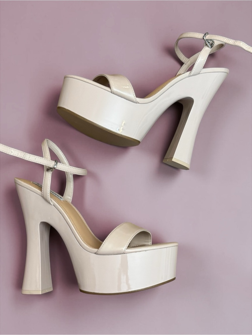 Steve Madden Blane Platform Heel Sandals in Blush Patent Size 9.5